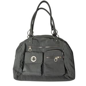 Baggallini Gray Nylon Large Travel Tote Luggage Sleeve Coin Purse 2 Handles